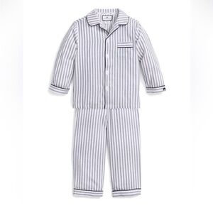 Petite Plume NWT 12-18 mo. Kid's Twill Pajama Set in Navy French Ticking NEW